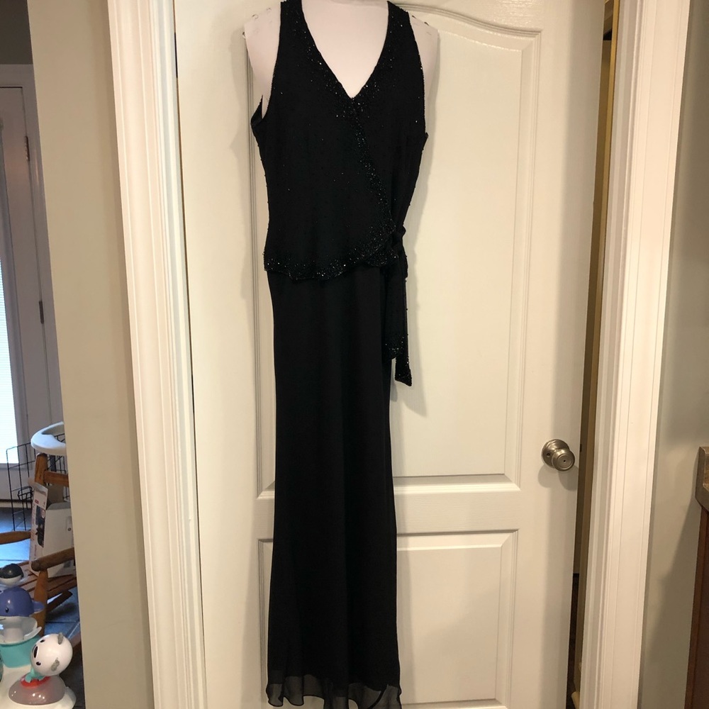 Semi-Formal black J Kara long beaded dress